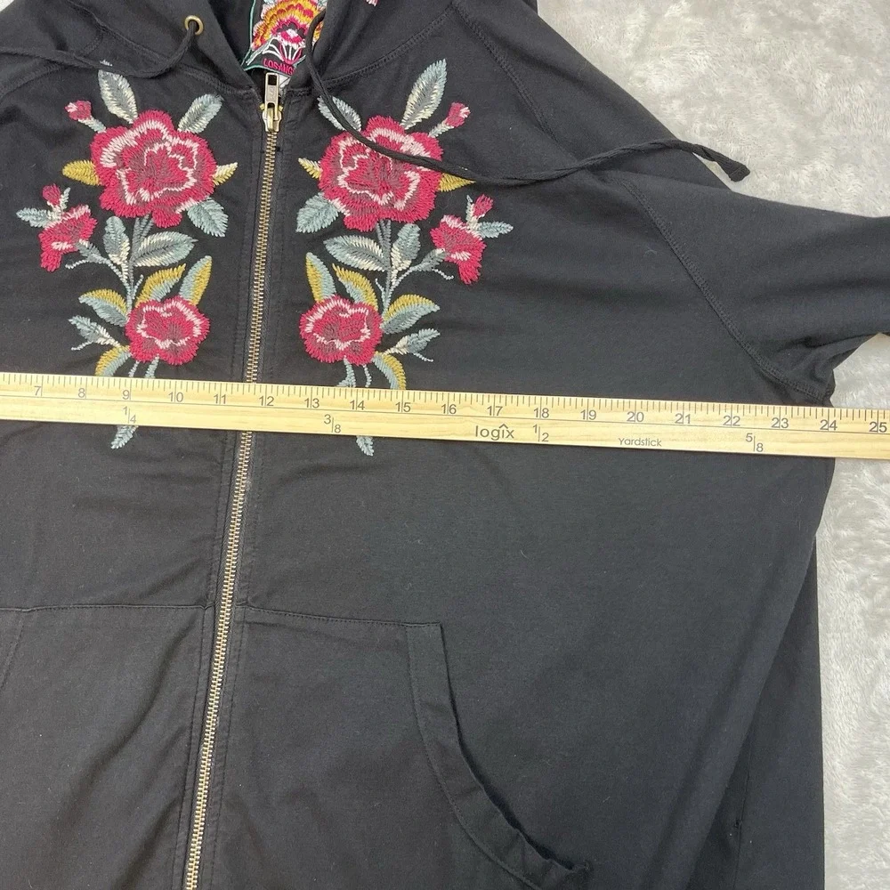 Johnny Was Black Hoodie with Pink Floral Design - Picture 5 of 13